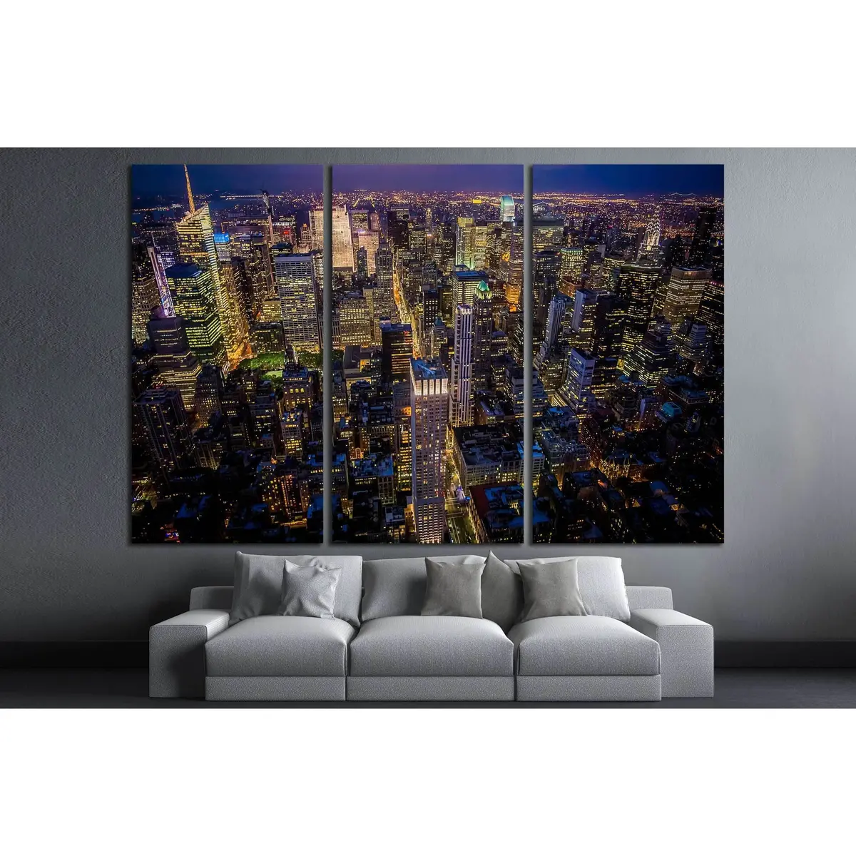 Night Shot Of Manhattan Skyline From The Empire State Building №2713 Ready To Hang Canvas Print 5