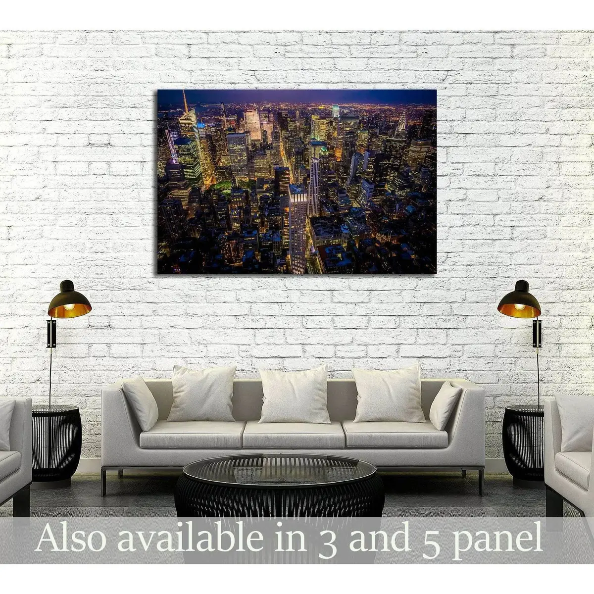 Night Shot Of Manhattan Skyline From The Empire State Building №2713 Ready To Hang Canvas Print 1