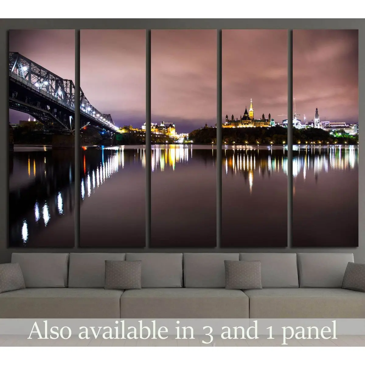 Starry Night Sky Under Alexandra Bridge in Quebec City – Ready-to-Hang Canvas Print