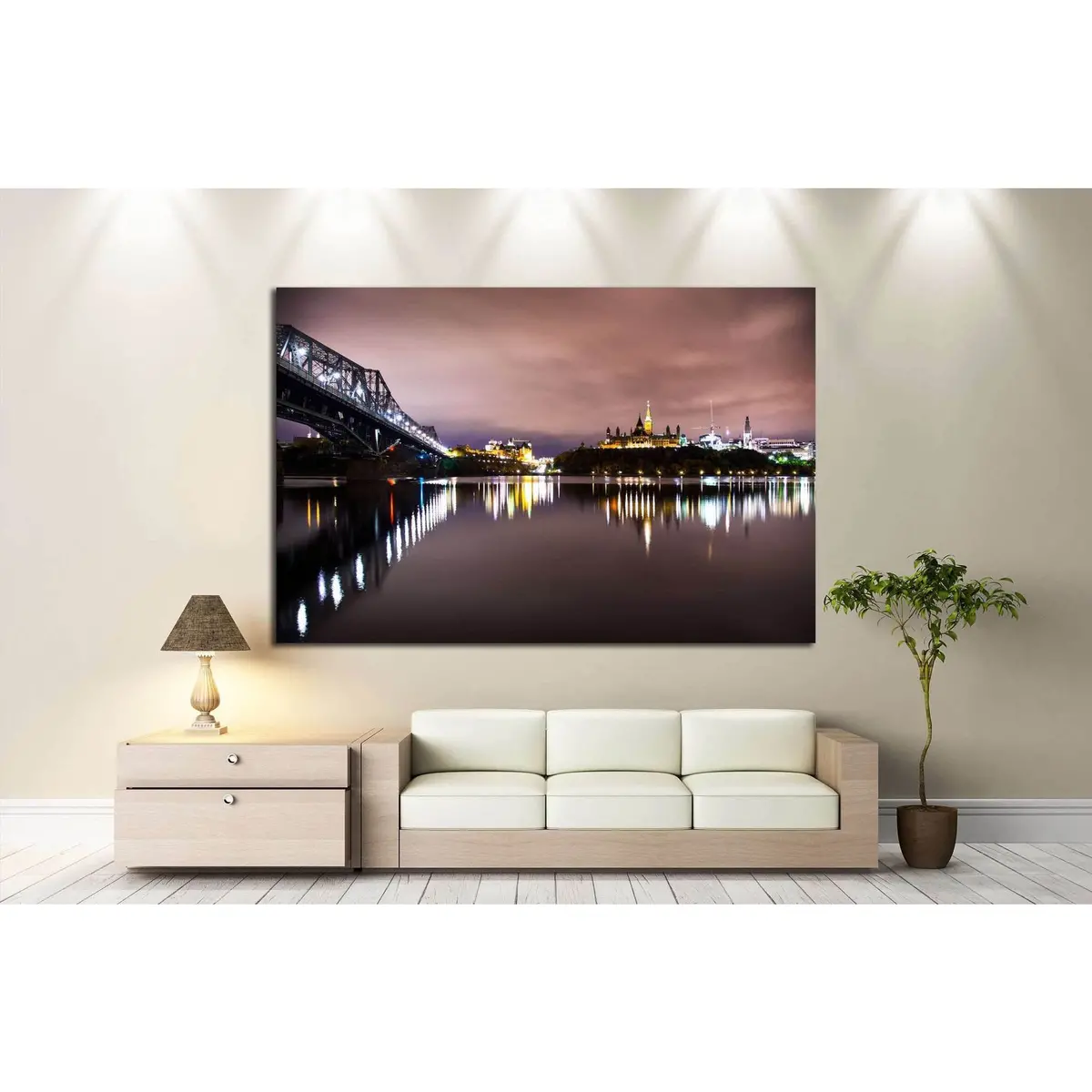 Night Sky From Under The Alexandra's Bridge In Quebec №2034 Ready To Hang Canvas Print 3