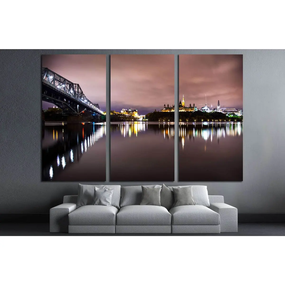 Night Sky From Under The Alexandra's Bridge In Quebec №2034 Ready To Hang Canvas Print 5
