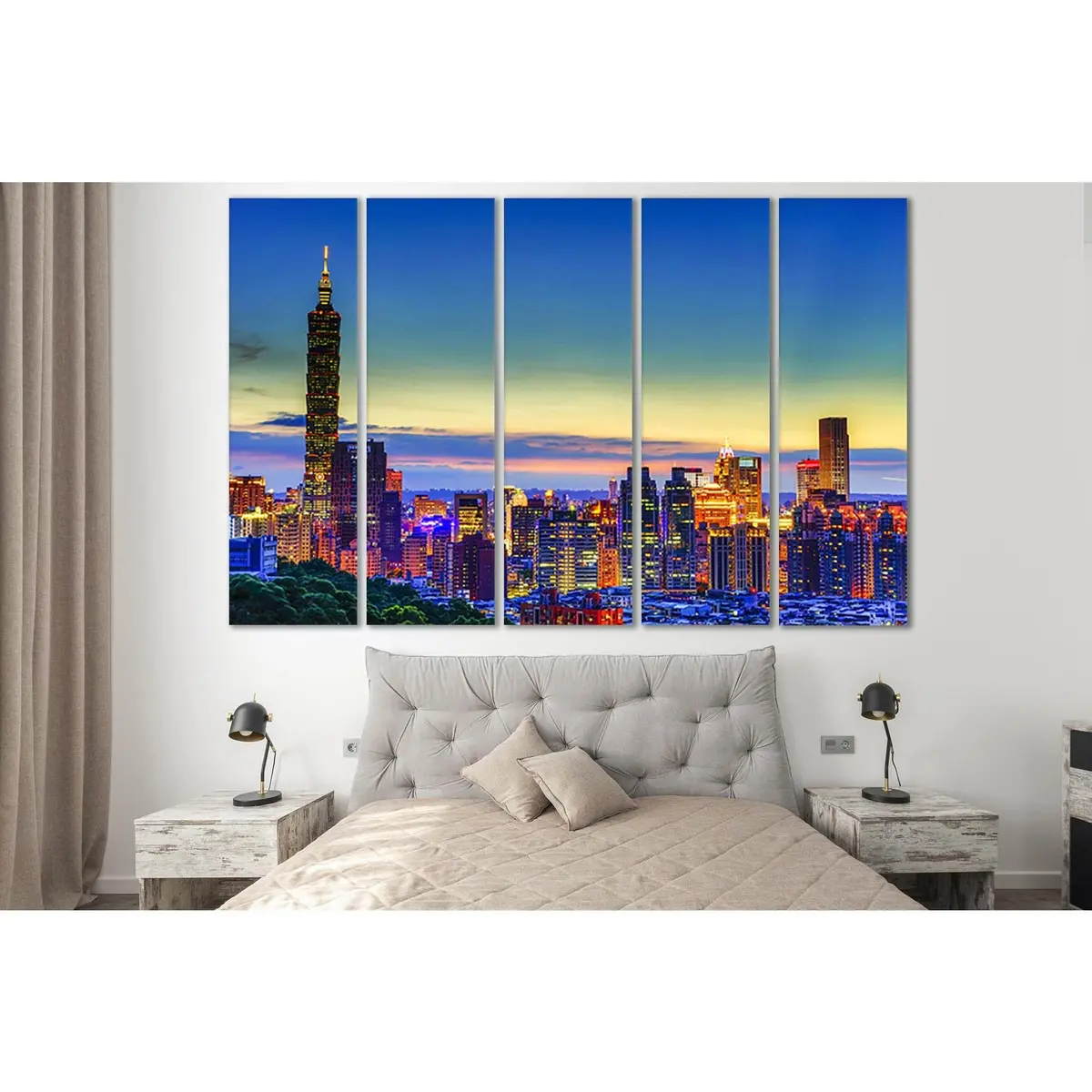 Taiwan Night Skyline Canvas Wall Art – Ready-to-Hang Modern Cityscape Print - Image 3