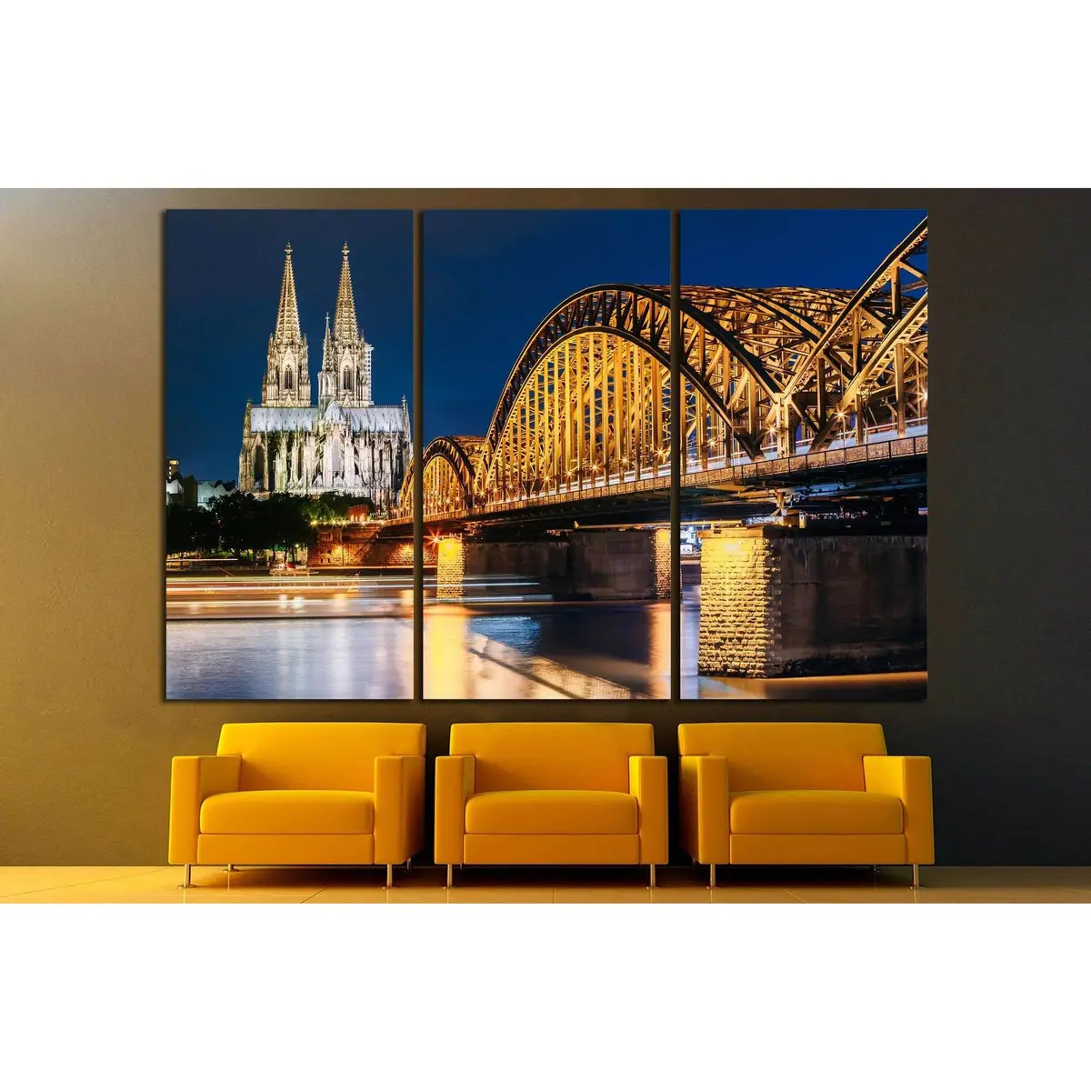 Night View Of Cologne Cathedral №859 Ready To Hang Canvas Print 5