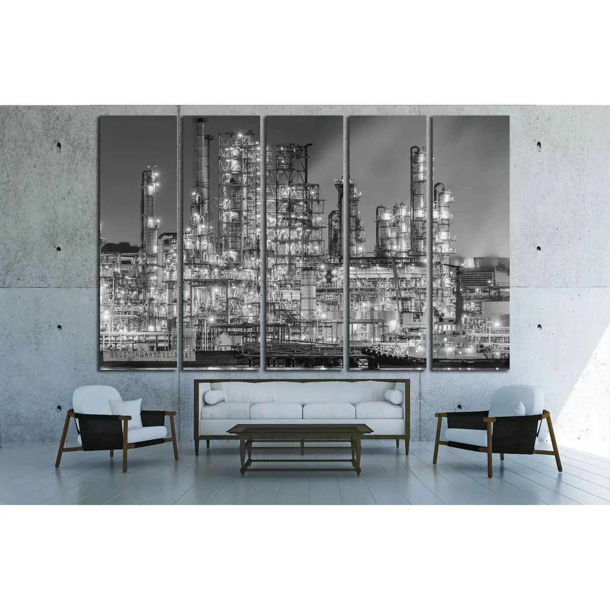 Factory Night Scene #2412 – Premium Ready-to-Hang Canvas Art - Image 3