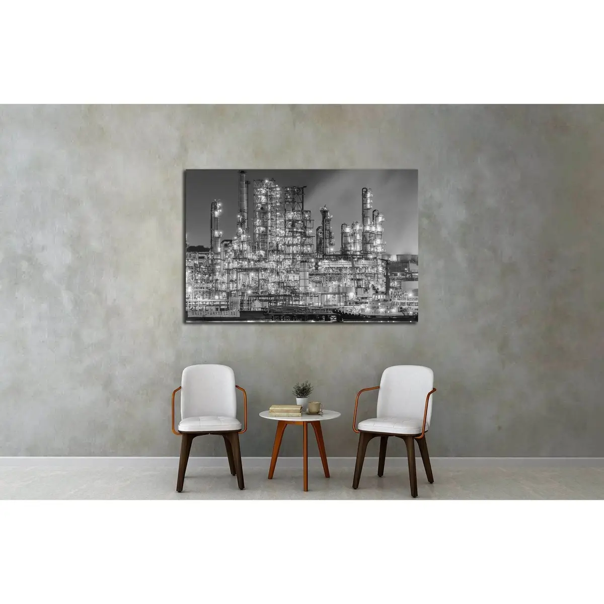 Night View Of Factory №2412 Ready To Hang Canvas Print 3