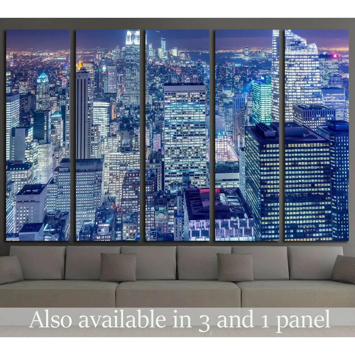 Sunset Over Manhattan Night Sky Canvas Art Print #1566