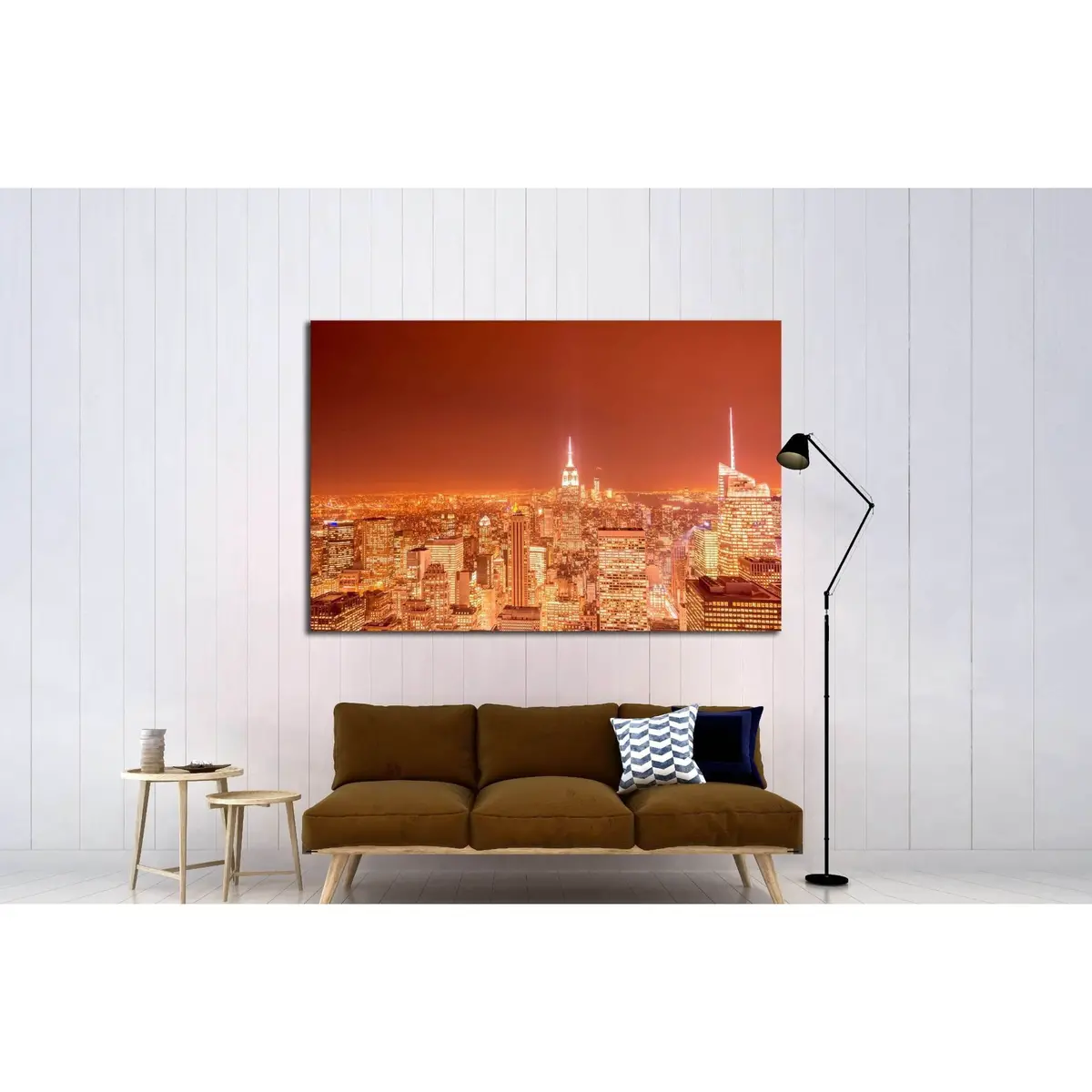 Night View Of New York Manhattan During Sunset №2403 Ready To Hang Canvas Print 3