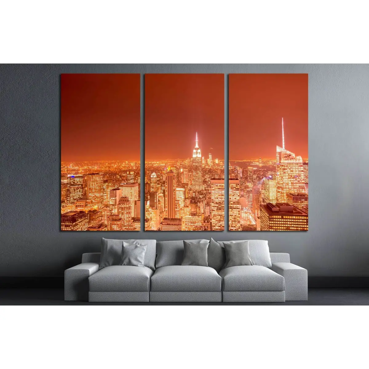 Night View Of New York Manhattan During Sunset №2403 Ready To Hang Canvas Print 5