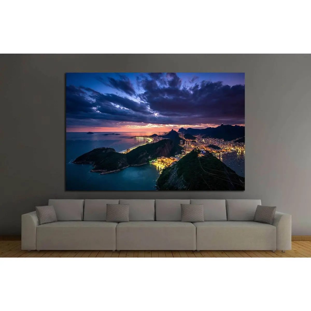 Night View Of Rio De Janeiro City From The Sugarloaf Mountain №1318 Ready To Hang Canvas Print 2