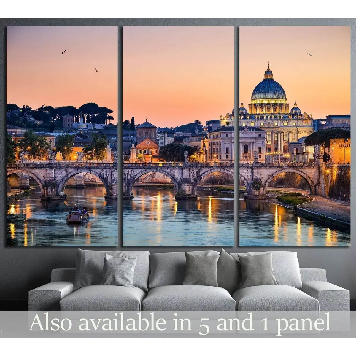 Night View Of The Basilica St Peter, Rome, Italy №1173 Ready To Hang Canvas Print 5