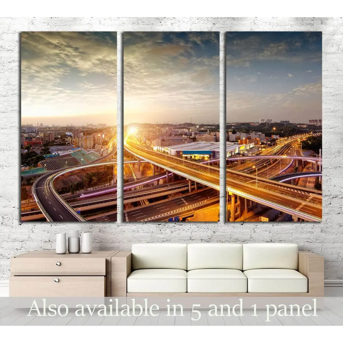Night View Of The Bridge And City In China №2280 Ready To Hang Canvas Print 5