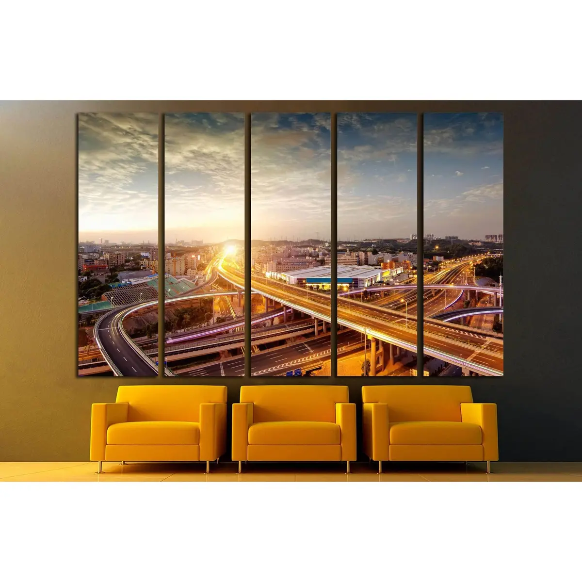 Chinese Cityscape at Night: Bridge View #2280 – Ready-to-Hang Canvas Print - Image 3