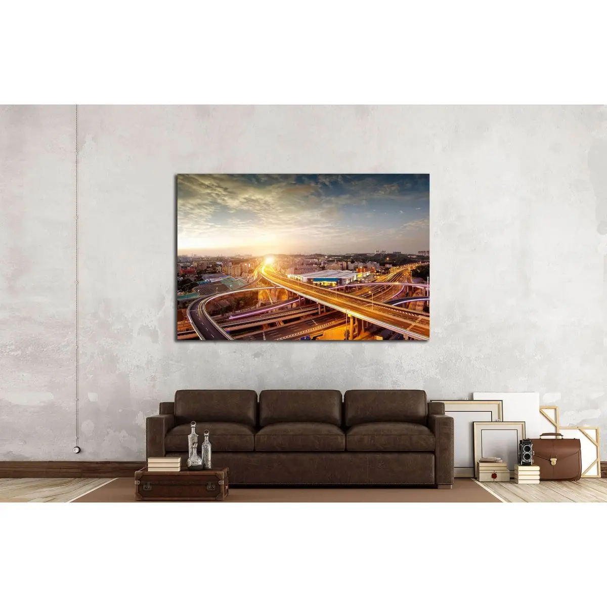 Night View Of The Bridge And City In China №2280 Ready To Hang Canvas Print 3