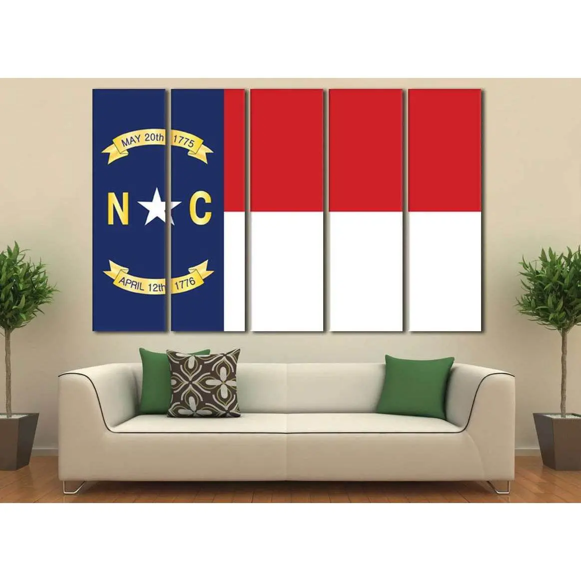 Premium North Carolina Flag Canvas Art Print №827 with Ready-to-Hang Hardware - Image 3