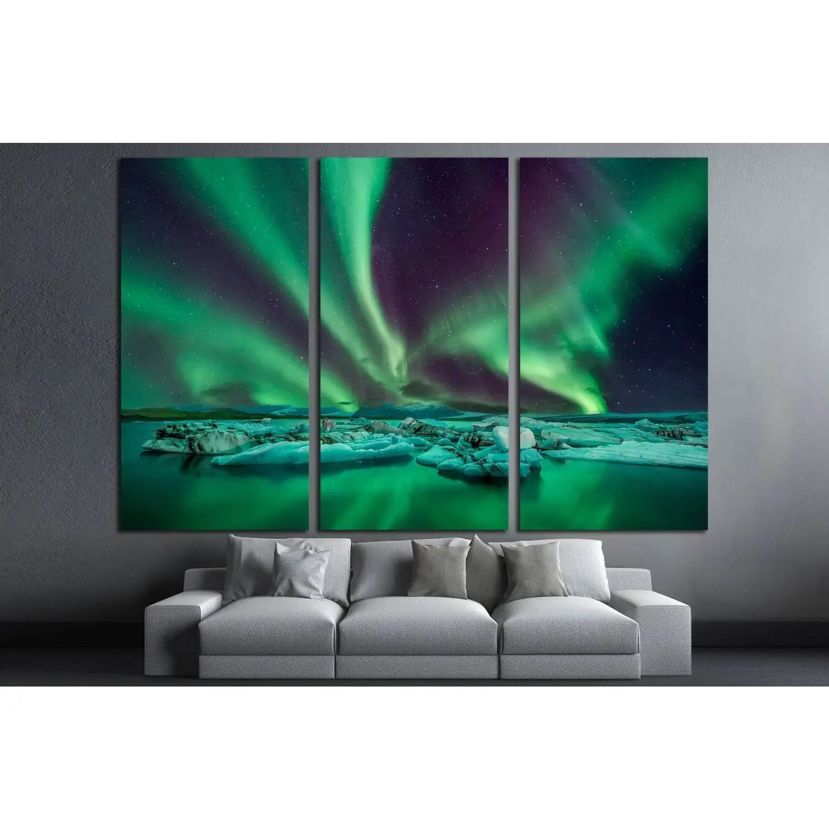 Northern Lights Over The Glacier Lagoon In Iceland №1909 Ready To Hang Canvas Print 5