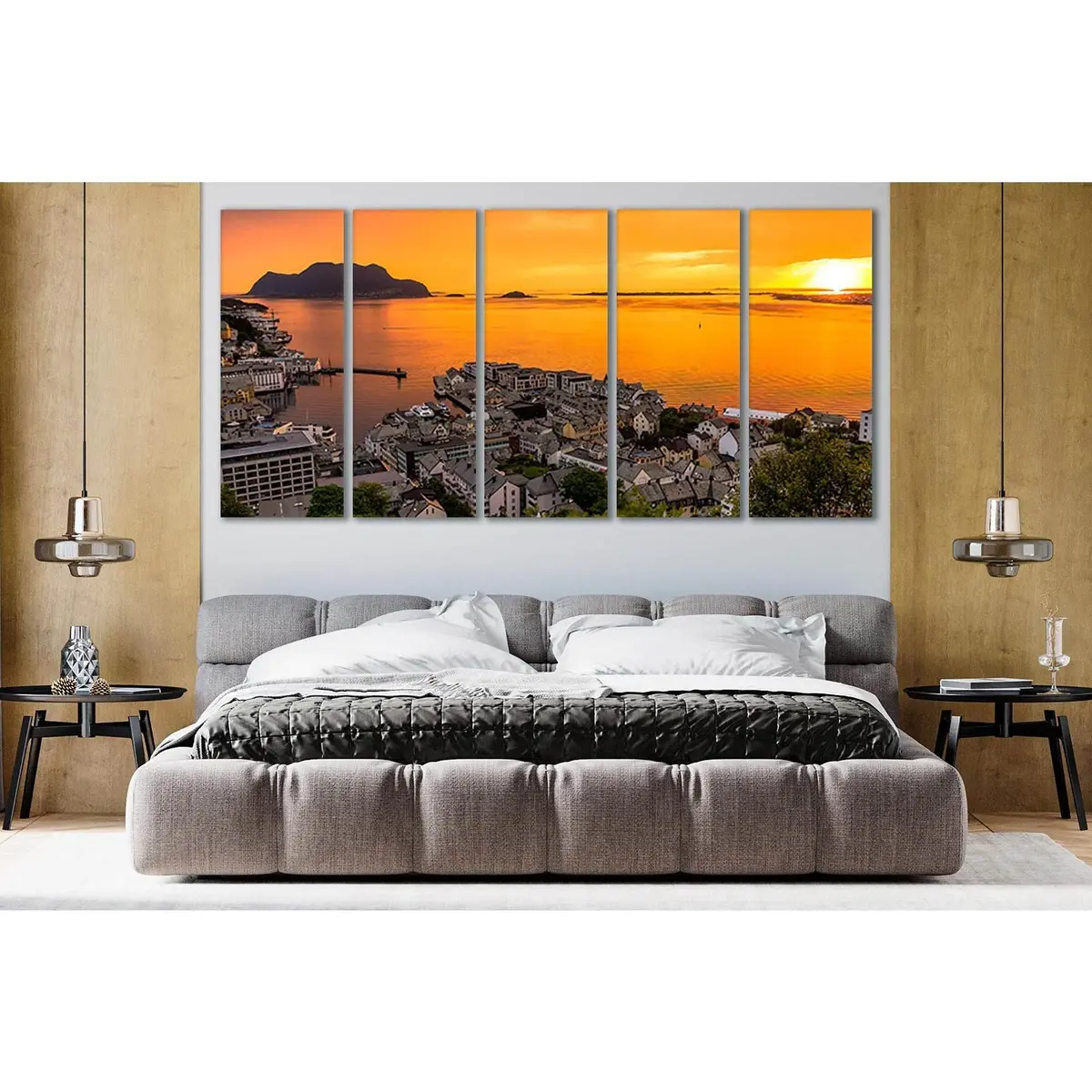 Norway Coastal Sunset Evening Canvas Wall Art – Ready-to-Hang Print SL211 - Image 3