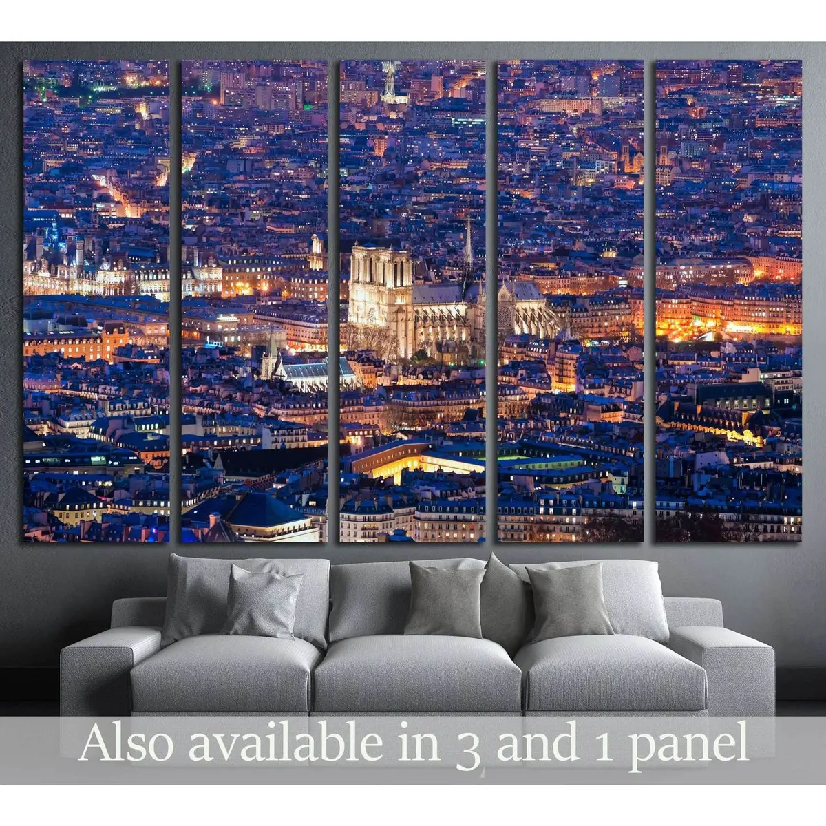 Nocturnal Notre-Dame de Paris Canvas Wall Art – Ready-to-Hang Print #2616