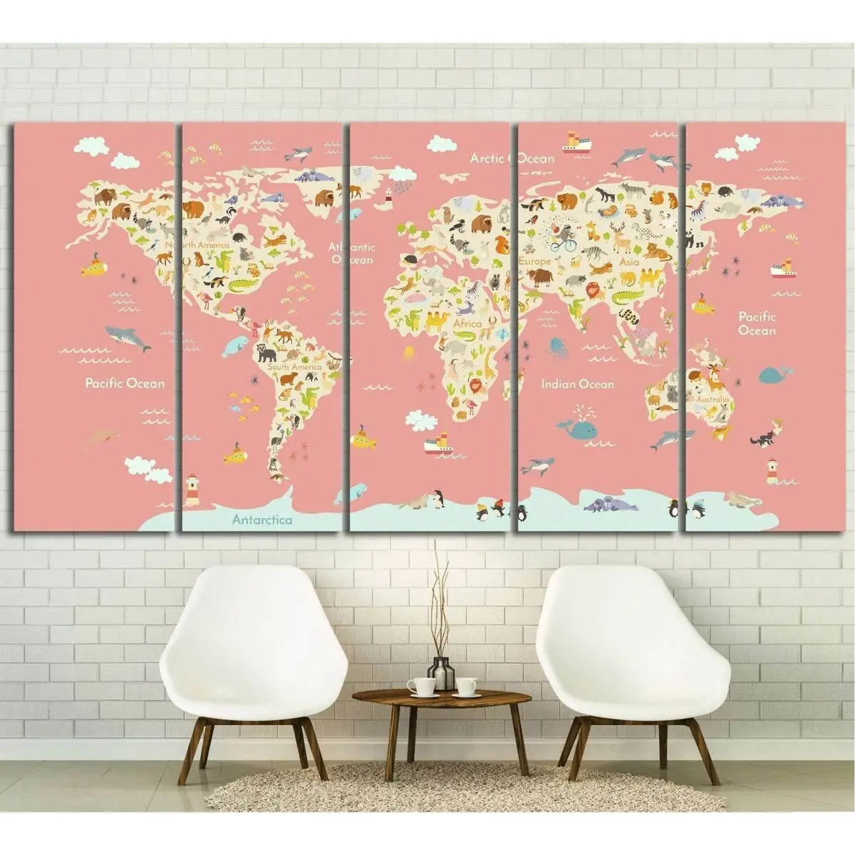 World Map Canvas Art – Ready-to-Hang Nursery Wall Decor
