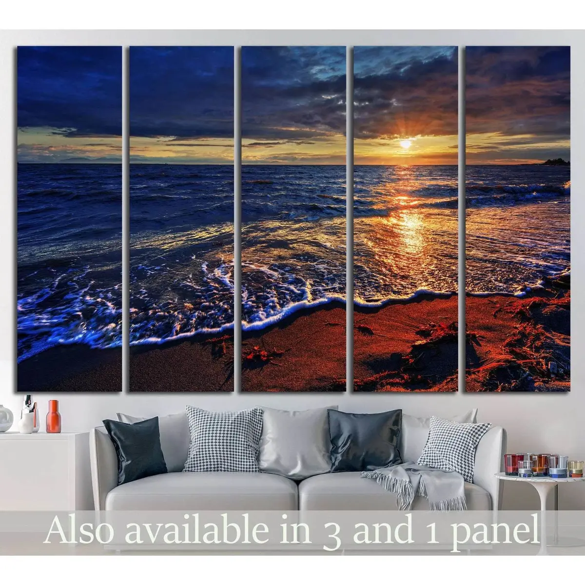 Ocean Beach Breaking Wave Canvas Wall Art Print #845
