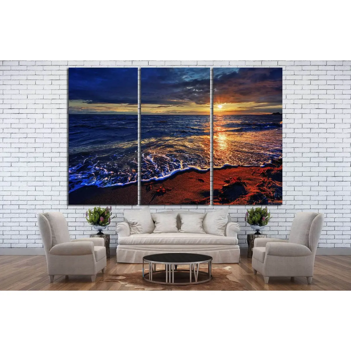 Ocean Beach With A Breaking Wave №845 Ready To Hang Canvas Print 5