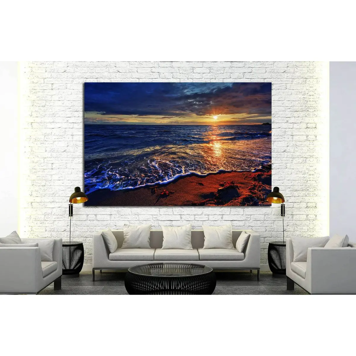Ocean Beach With A Breaking Wave №845 Ready To Hang Canvas Print 3