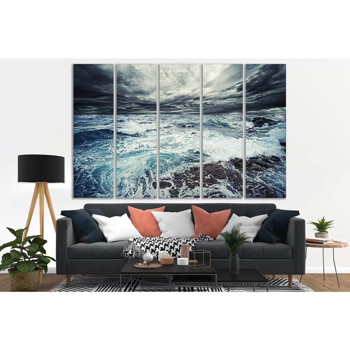 Ocean Shore Storm SL50 Canvas Wall Art Print - Image 3