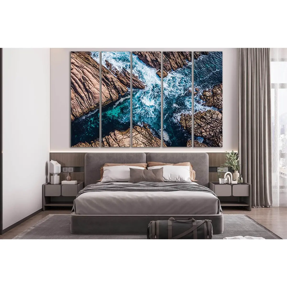 Ocean Surf Against Rocky Shore Canvas Wall Art №SL127 - Image 3