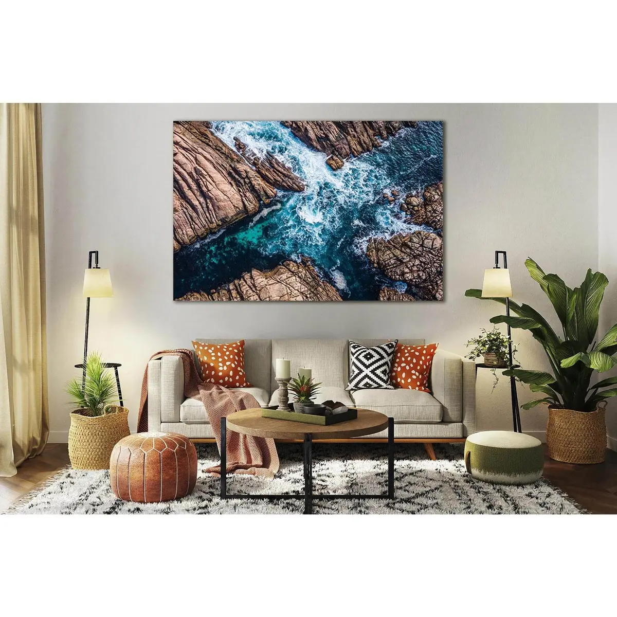 Ocean Surf In The Rocks №Sl127 Ready To Hang Canvas Print 1