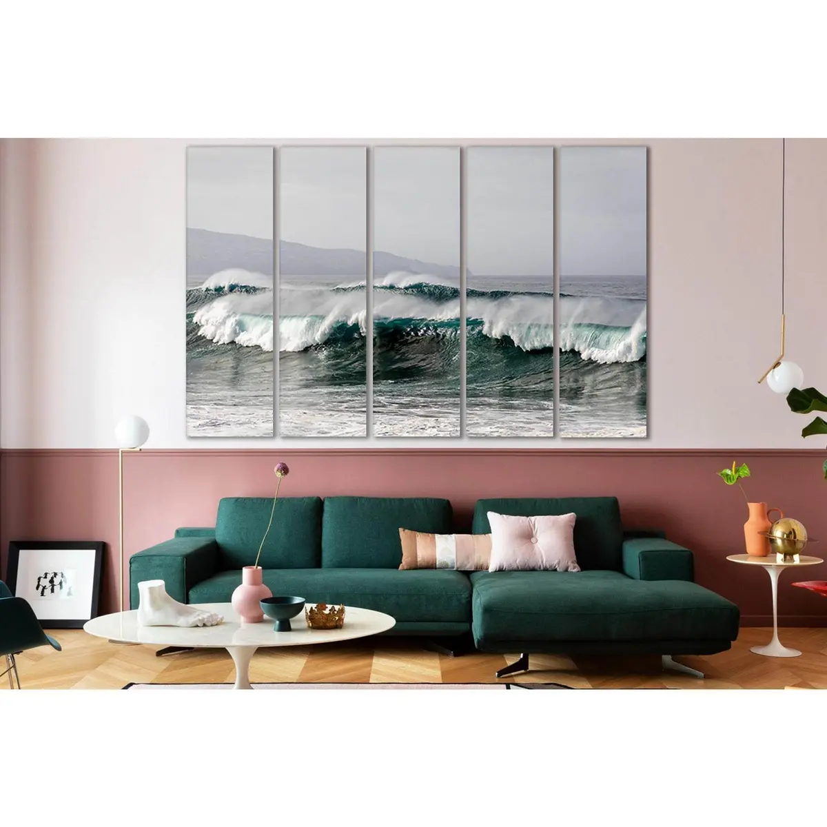 Ocean Wave Canvas Print – Gray Sky Wall Art (SL84, Ready to Hang)
