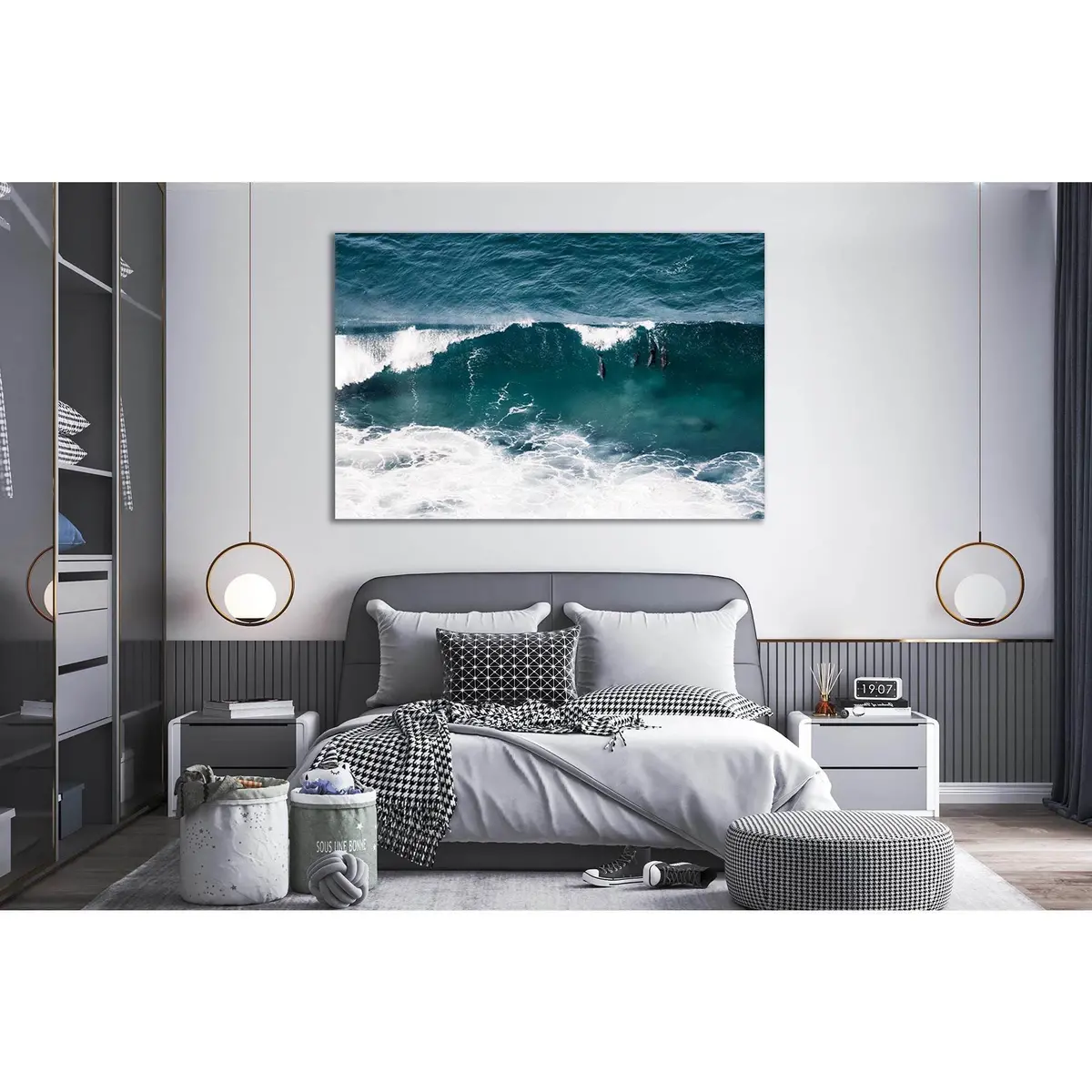 Ocean Waves And Dolphins №Sl81 Ready To Hang Canvas Print 1