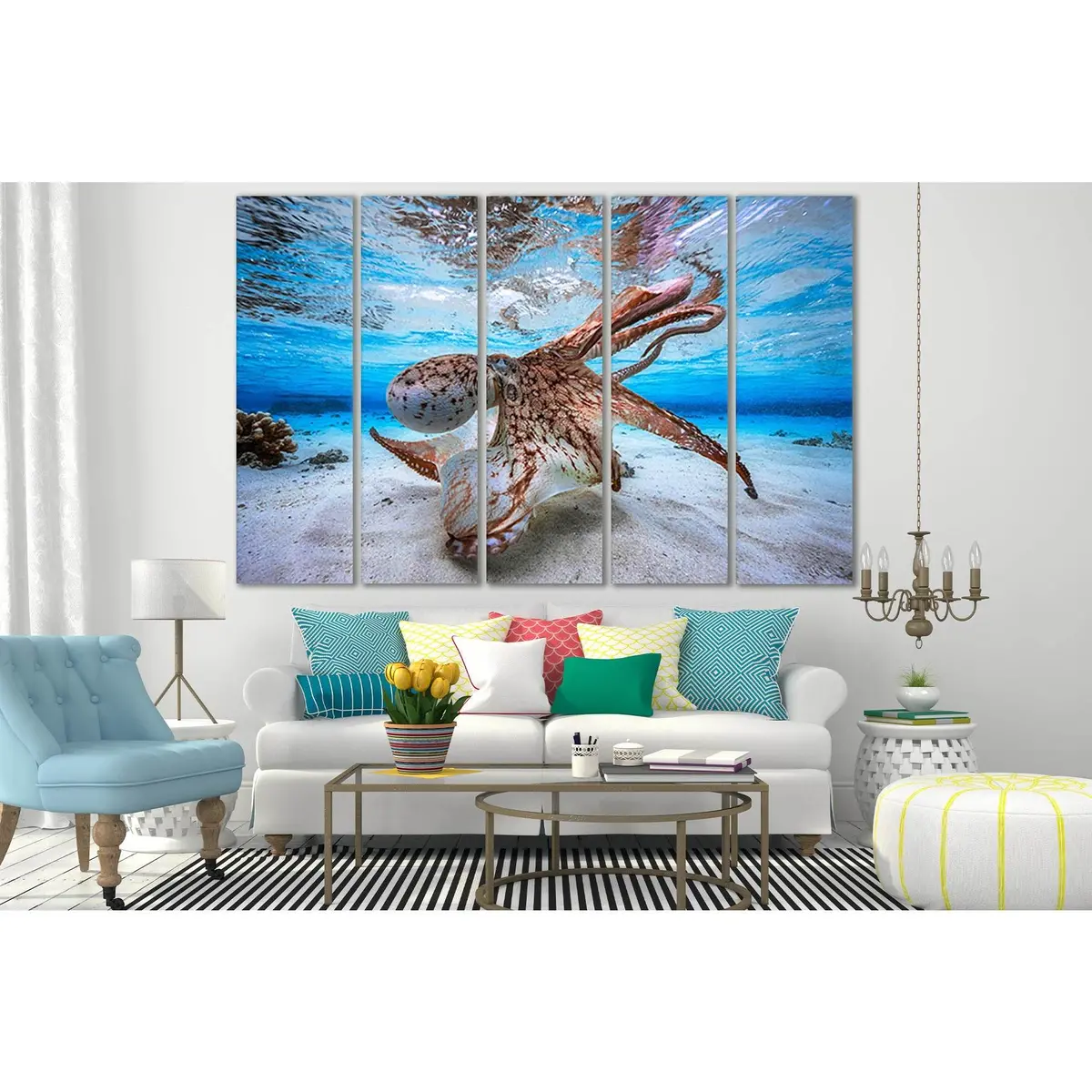 Octopus Underwater Scene #SL1021 — Premium Ready-to-Hang Canvas Art - Image 3