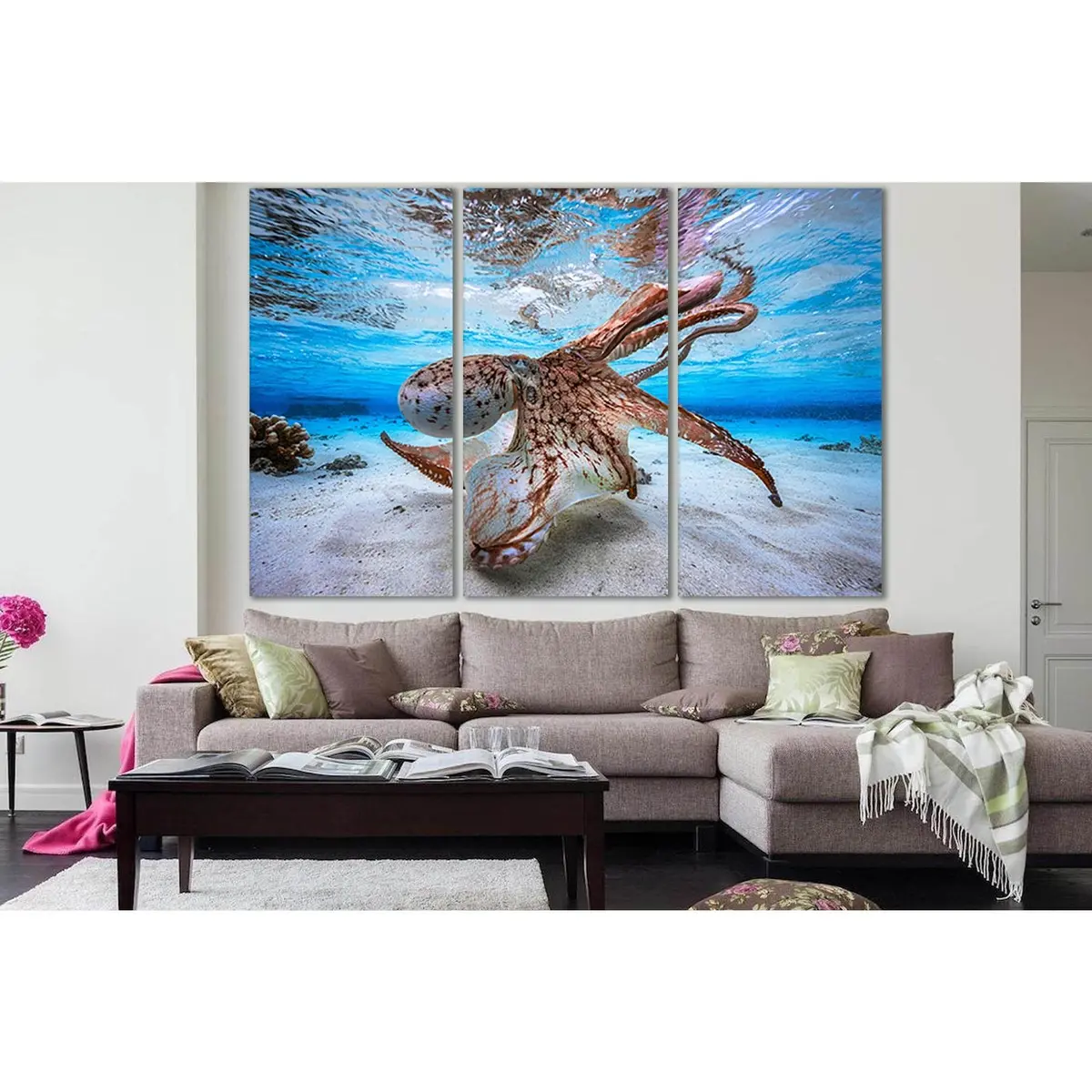 Octopus Underwater World №Sl1021 Ready To Hang Canvas Print 5