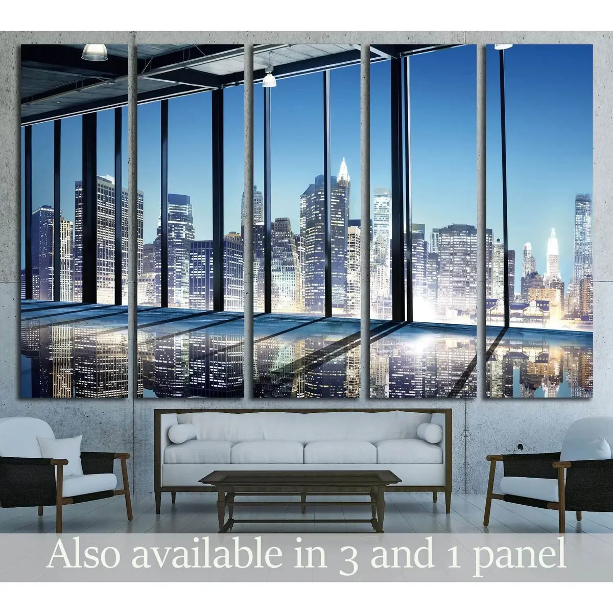 Modern Office Cityscape Canvas Art Print – Contemporary Interior Wall Decor
