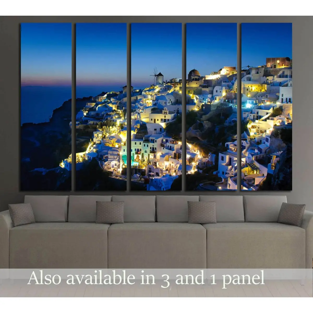 Evening View of Oia Village, Santorini, Greece – Ready-to-Hang Canvas Wall Art #2242