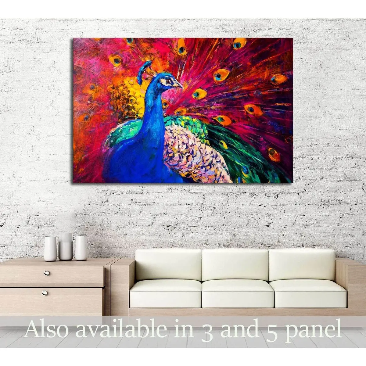Oil Painting. Beautiful Multicolored Peacock №2802 Ready To Hang Canvas Print 1