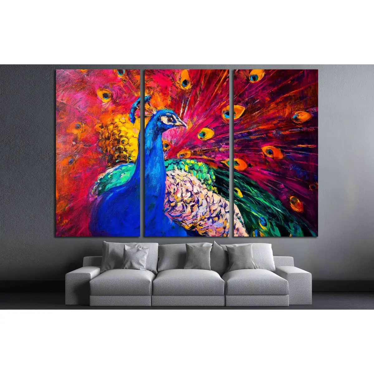 Oil Painting. Beautiful Multicolored Peacock №2802 Ready To Hang Canvas Print 5