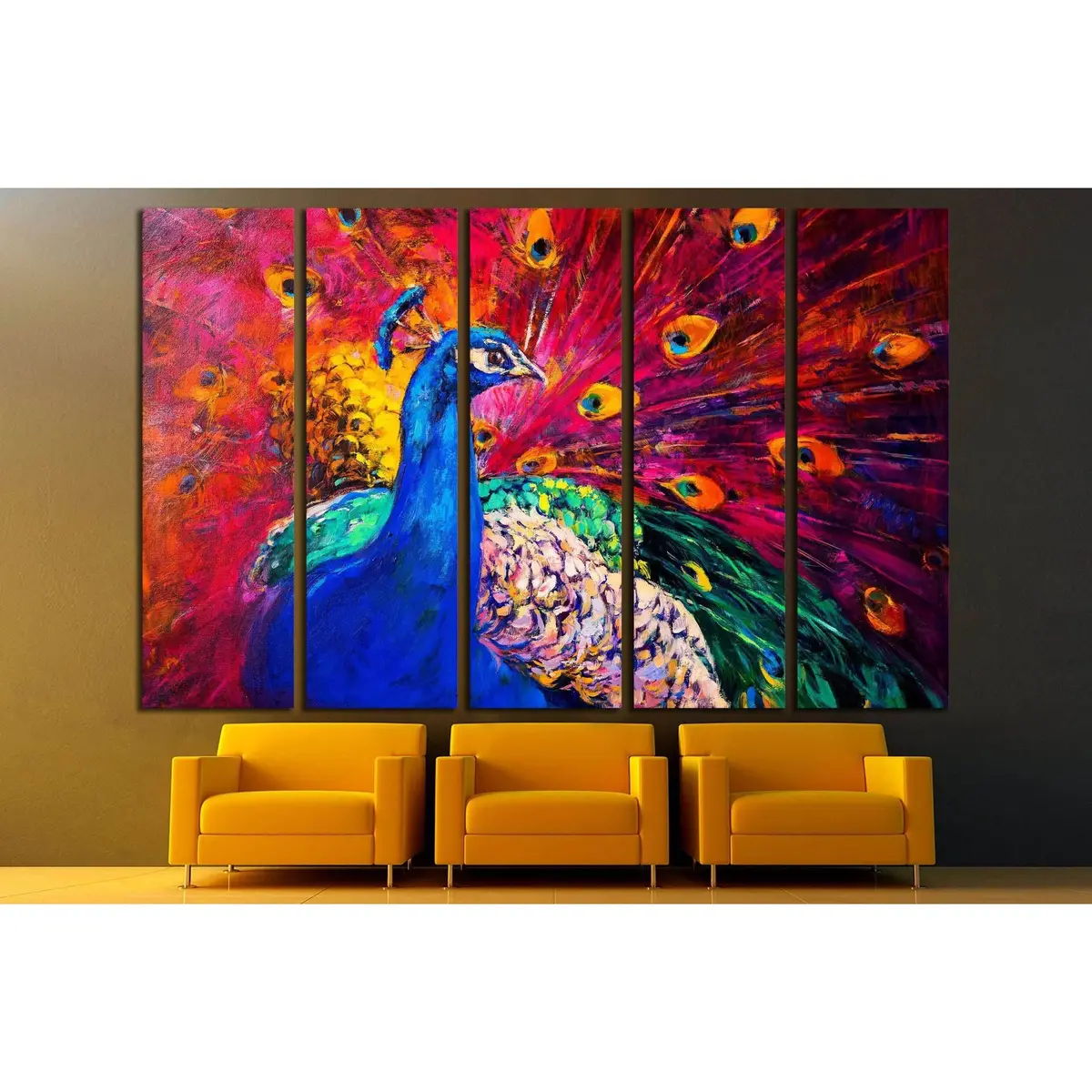 Stunning Multicolored Peacock Oil Painting Canvas Art – Ready-to-Hang Wall Decor #2802 - Image 3
