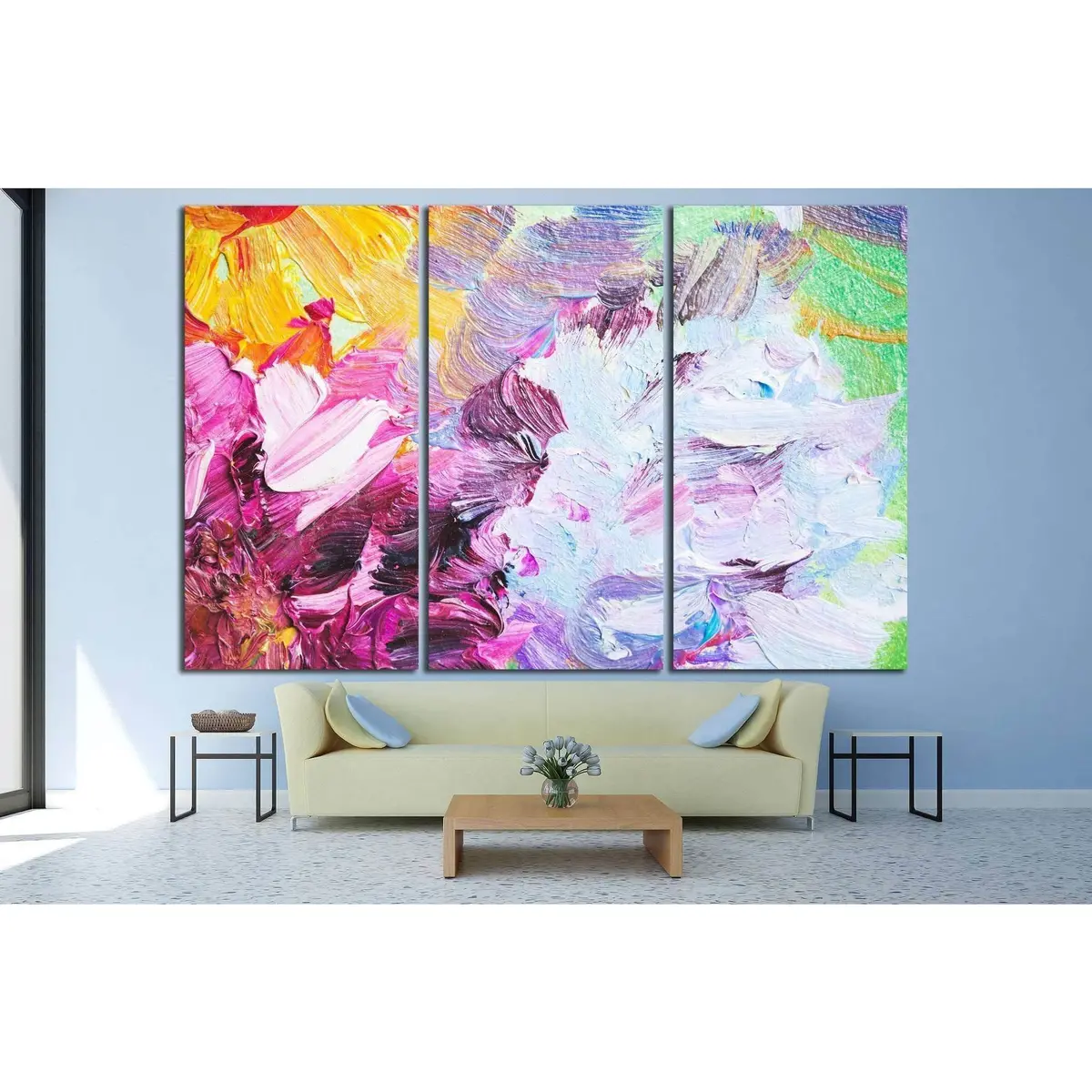 Oil Painting Close-Up Fragment, Abstract Colorful Flowers №1355 Ready To Hang Canvas Print 5