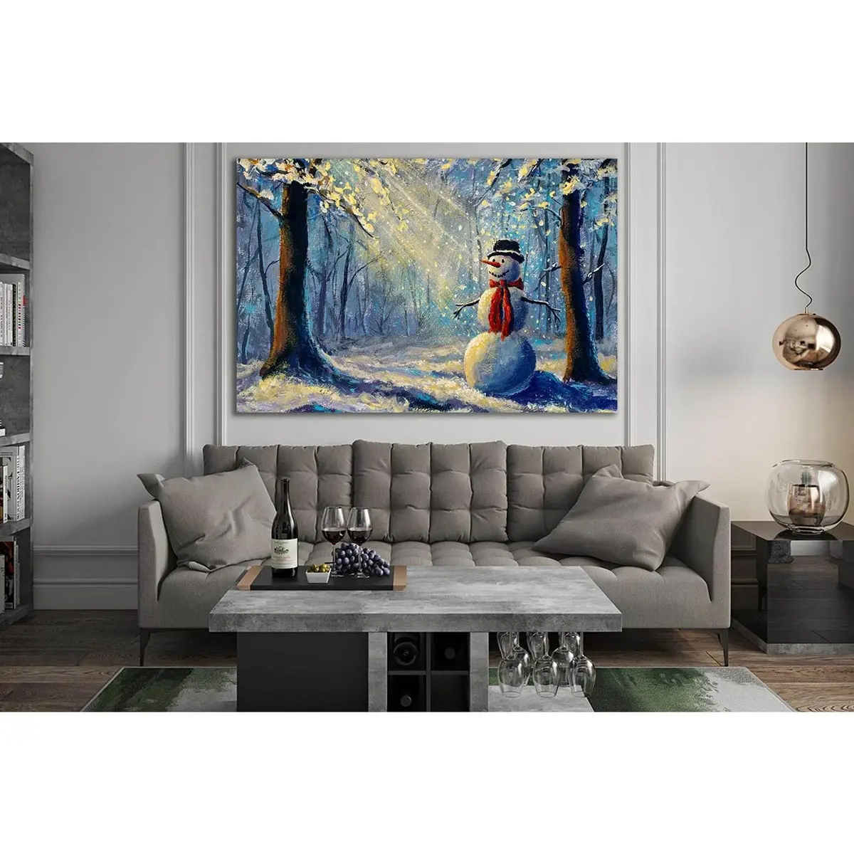 Oil Painting Happy Snowman №Sl611 Ready To Hang Canvas Print 2