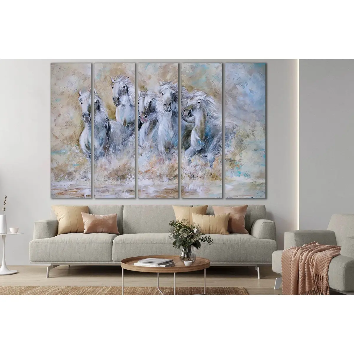 Elegant Oil Painting of Horses – SL574, Ready-to-Hang Canvas Wall Art - Image 3