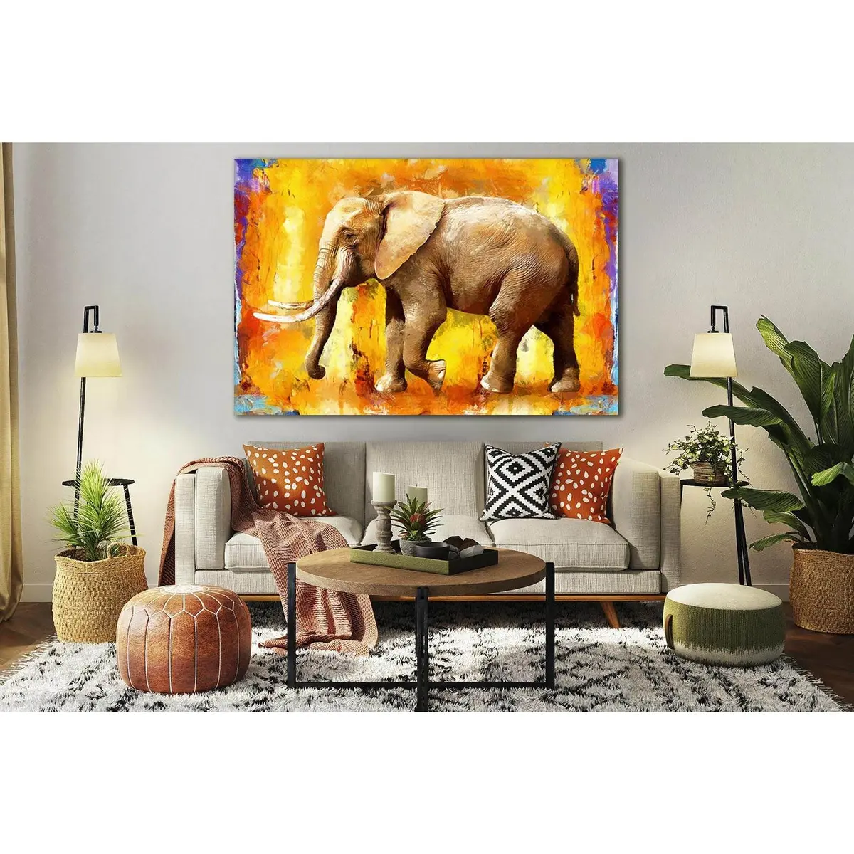 Oil Painting Of Elephant №Sl602 Ready To Hang Canvas Print 1