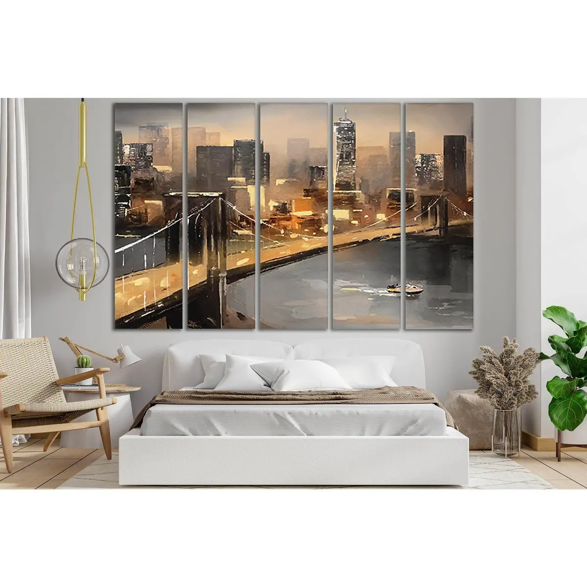 New York City Oil Painting on Canvas – SL583, Pre-Stretched & Ready-to-Hang Wall Art