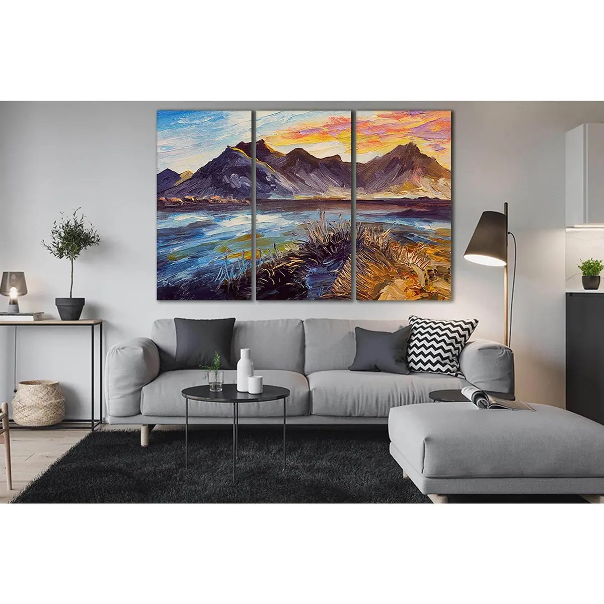 Oil Painting Pink Sunset Sea And Mountains №Sl599 Ready To Hang Canvas Print 5
