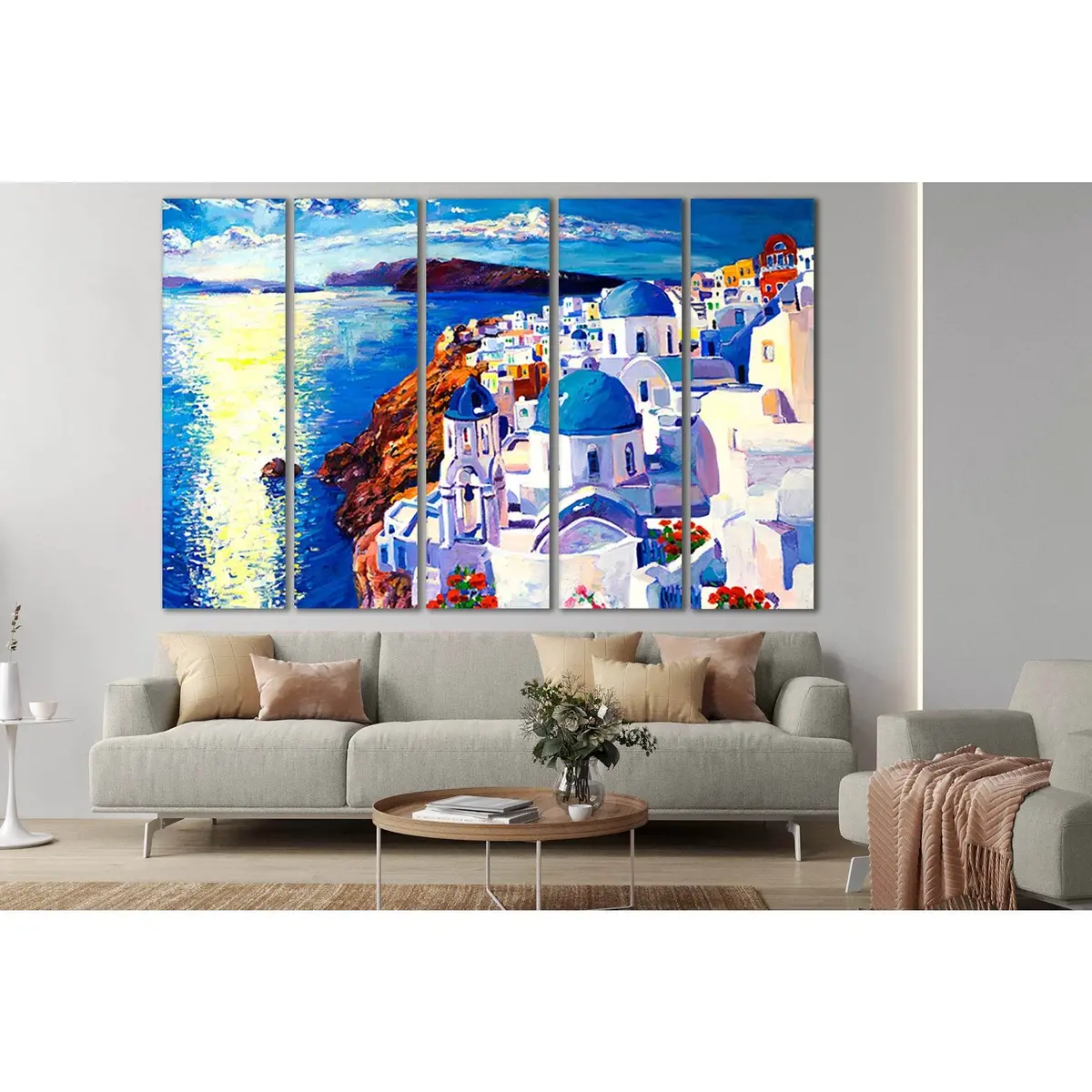 Premium Santorini Oil Painting Canvas Art – SL601, Ready-to-Hang Wall Decor