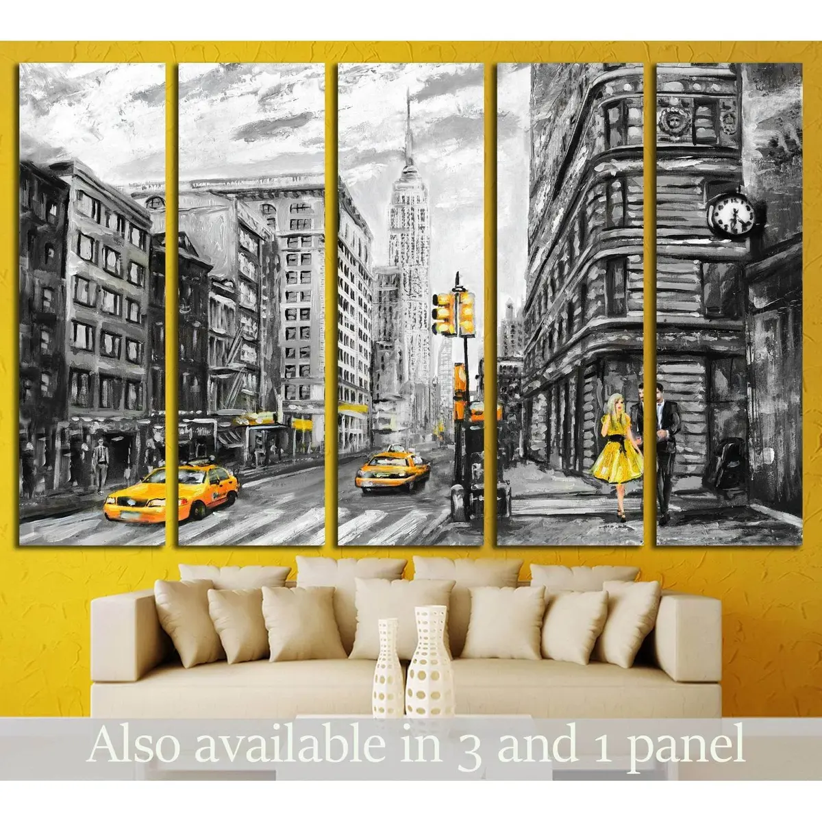 New York City Street Scene Oil Painting Canvas Art №1563