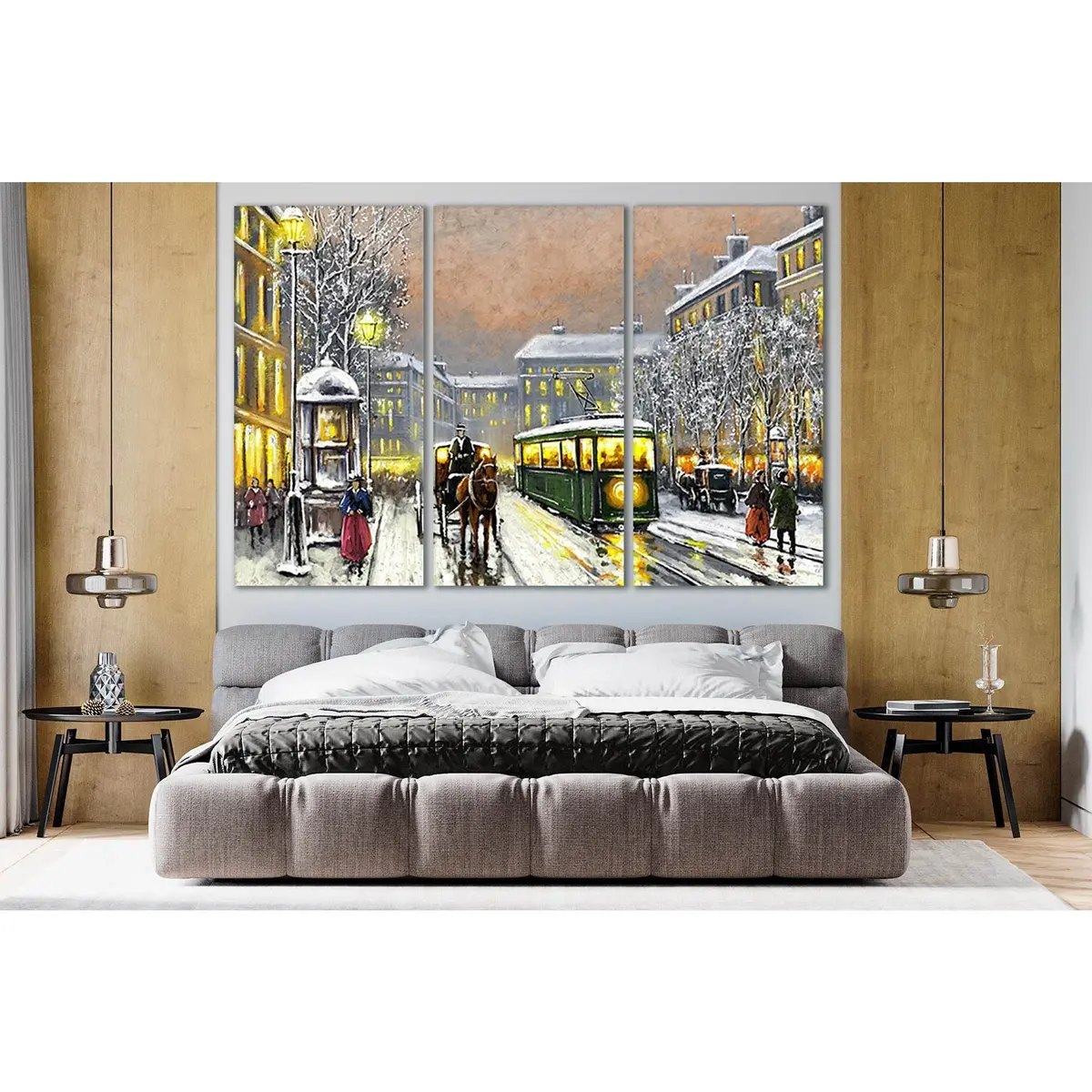 Oil Paintings Old Tram In The Street №Sl591 Ready To Hang Canvas Print 5