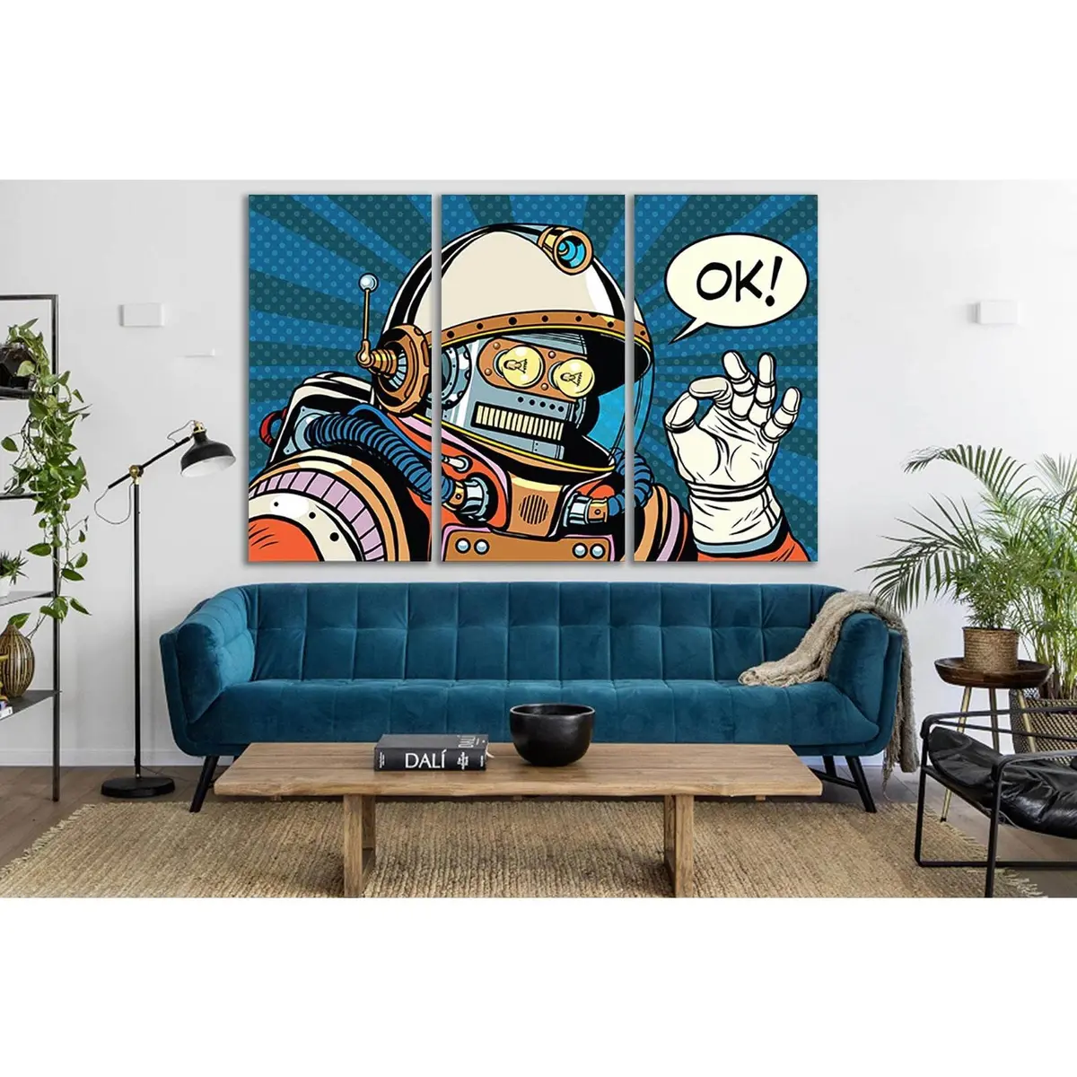Okay Retro Robot Astronaut Pop Art №Sl539 Ready To Hang Canvas Print 5