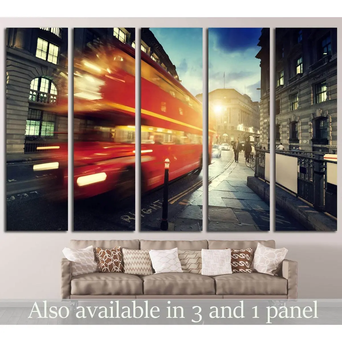 Vintage London Bus Street Scene #792 Canvas Wall Art