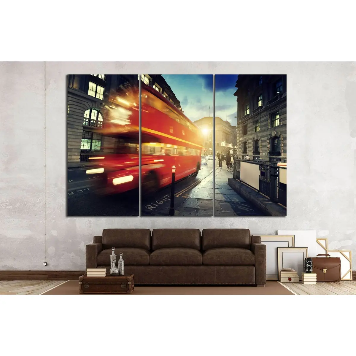 Old Bus On Street Of London №792 Ready To Hang Canvas Print 5