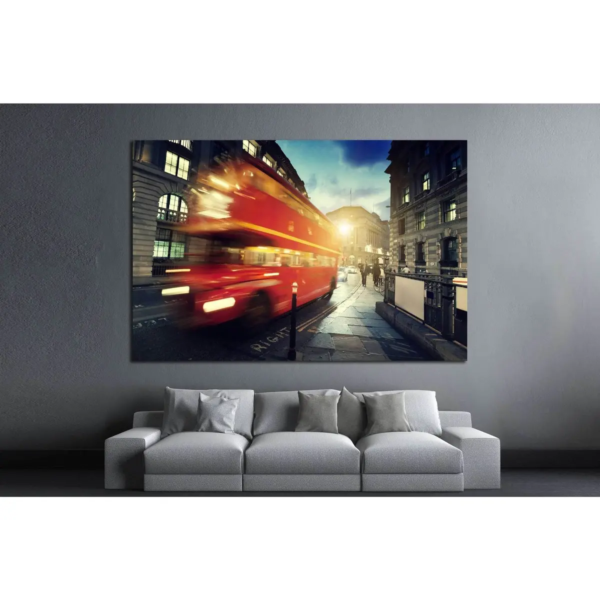 Old Bus On Street Of London №792 Ready To Hang Canvas Print 3